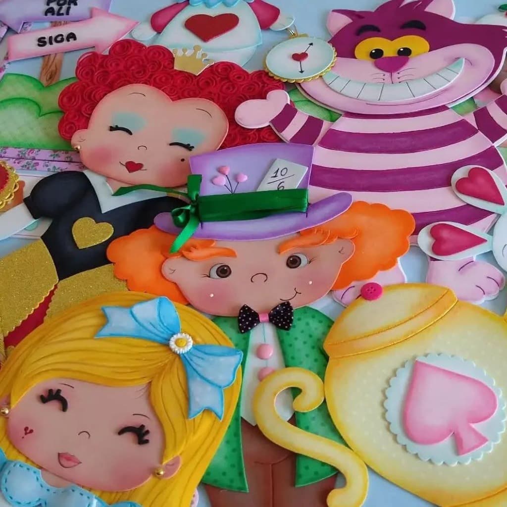 Molde de EVA: Kit Sala Alice no País das Maravilhas - Apostila de Moldes